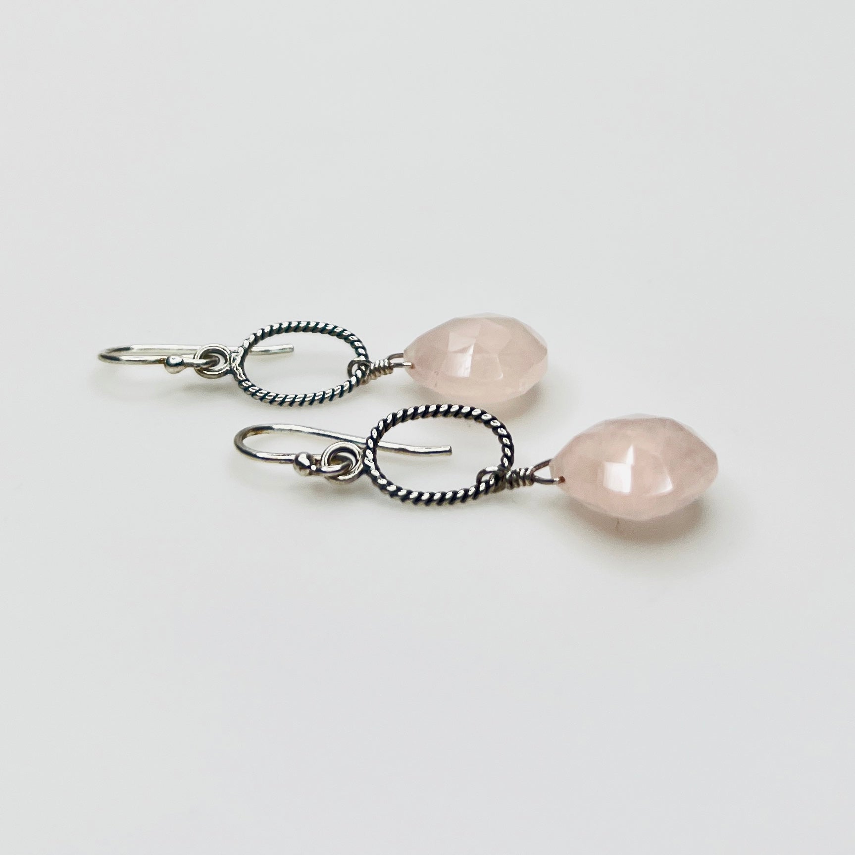 Vintage blush pink gemstone drop earrings