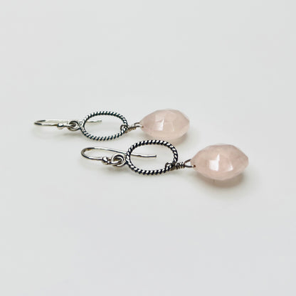 Vintage blush pink gemstone drop earrings