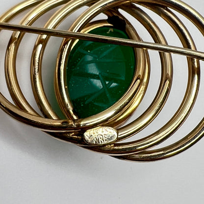 Vintage WRE signed scarab brooch in 12K gold-filled setting