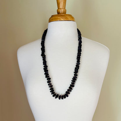 Vintage long amethyst nugget necklace with brass spacers and barrel clasp