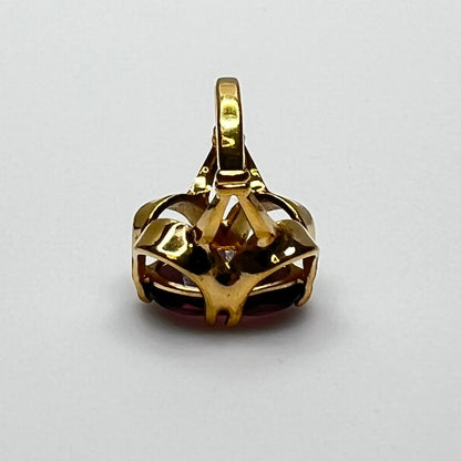 Vintage 18K HGE gold cocktail ring with purple faceted crystal, size 3.5