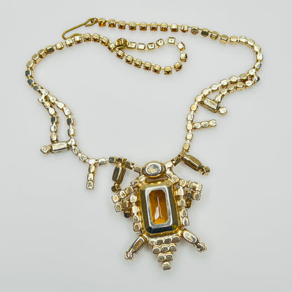 Back of gold tone Art Deco style rhinestone choker
