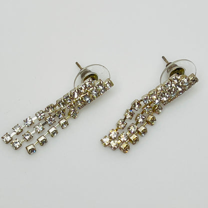 Vintage Art Deco rhinestone earrings with clear tiered dangles