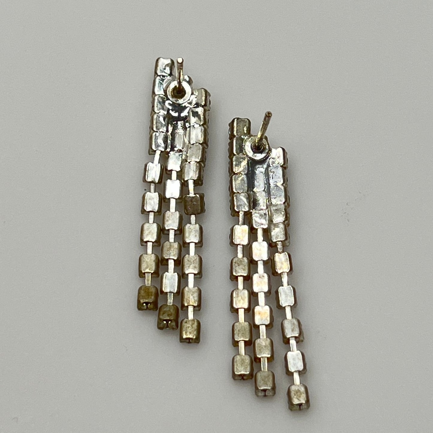 Sparkling midcentury dangle earrings with clear rhinestones