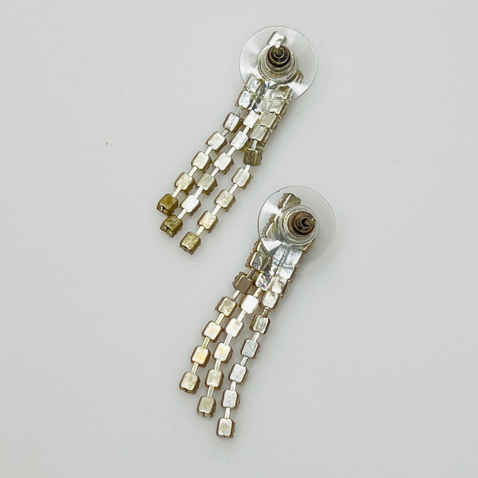 Sparkling midcentury dangle earrings with clear rhinestones