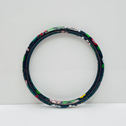 Close-up of cloisonné detail with gold wire outlines