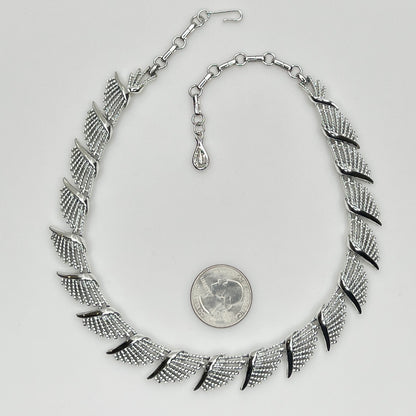 1950s Coro fan necklace with articulated silver-tone links
