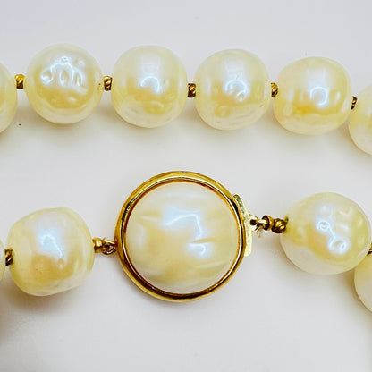 Vintage Crown Trifari faux pearl necklace and earrings jewelry set