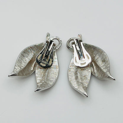 Mid-century signed Emmons leaf jewelry set in textured silver-tone