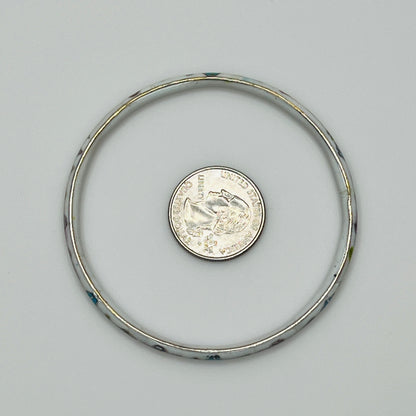 Vintage white cloisonné bangle bracelet with floral enamel design