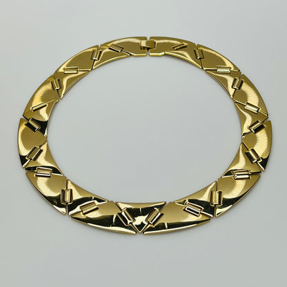 Vintage gold-tone choker necklace with geometric sculptural links