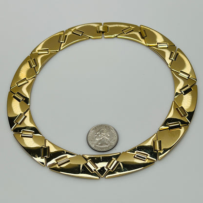 Bold vintage choker with high-shine finish and hinge clasp