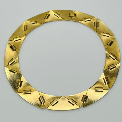 Back Vintage gold-tone choker necklace with geometric sculptural links