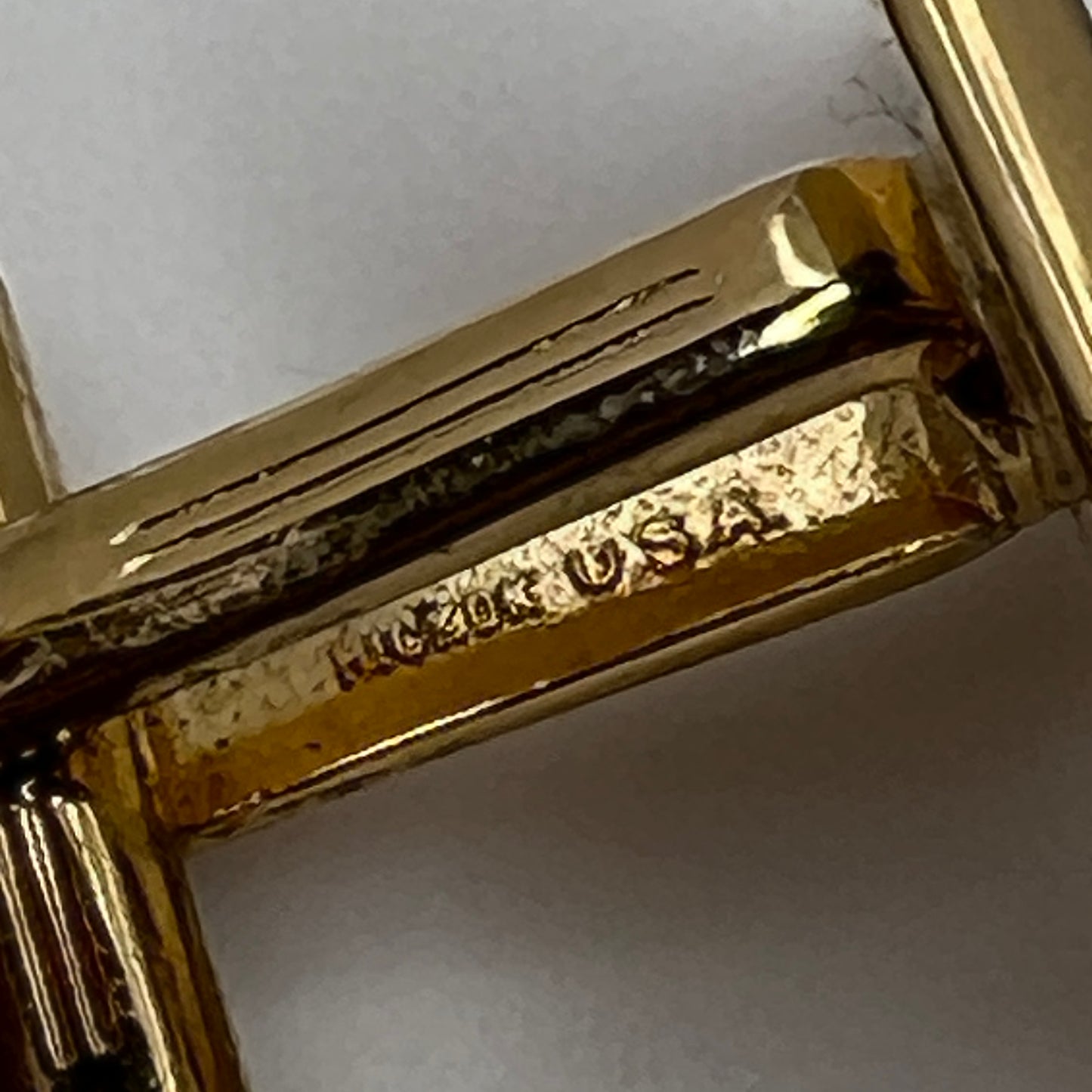 Close-up of 1950s initial H cufflinks, signed Hickok USA