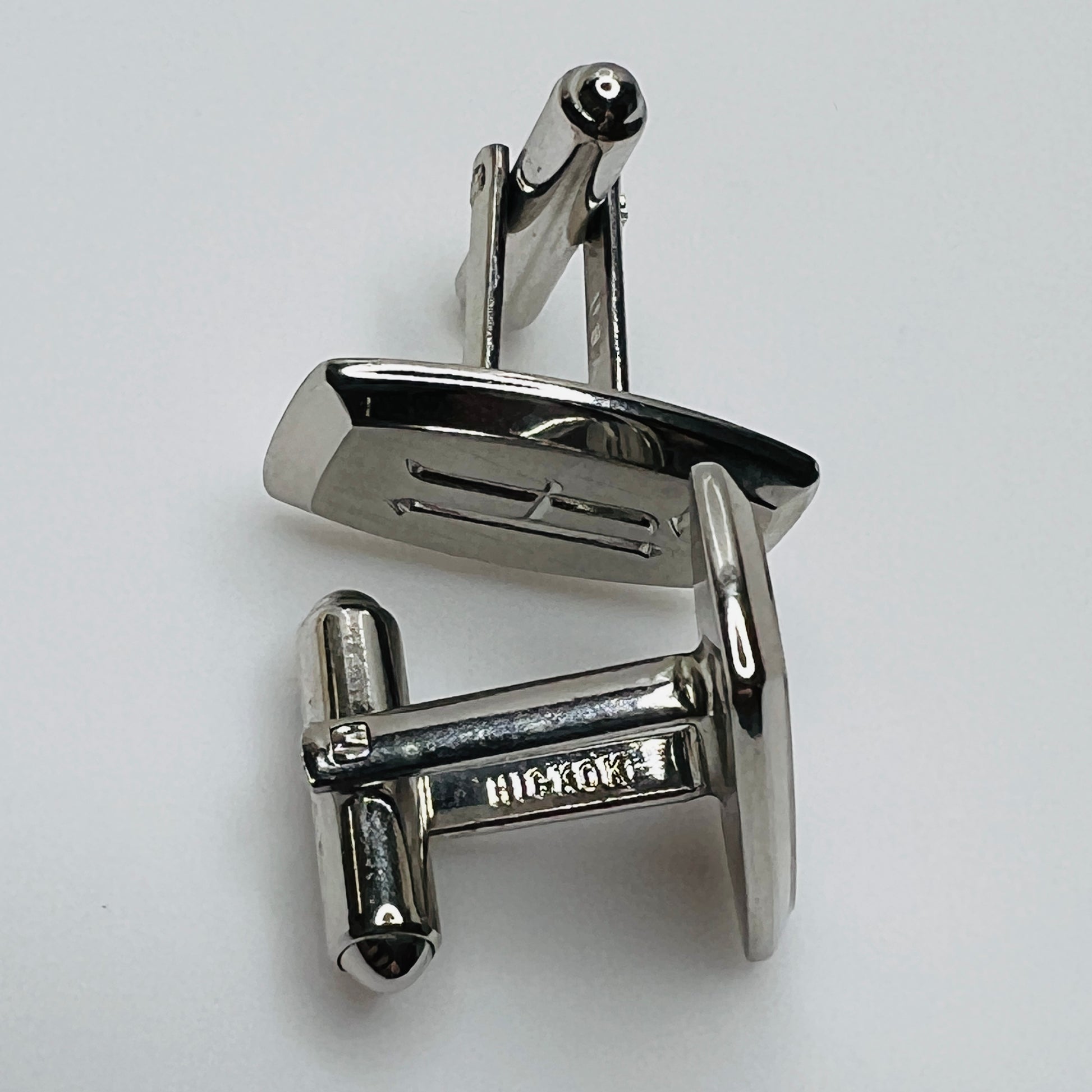 Hickok USA cufflinks with engraved H monogram and polished finish