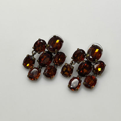 J.Crew amber rhinestone cluster stud earrings with bronze setting
