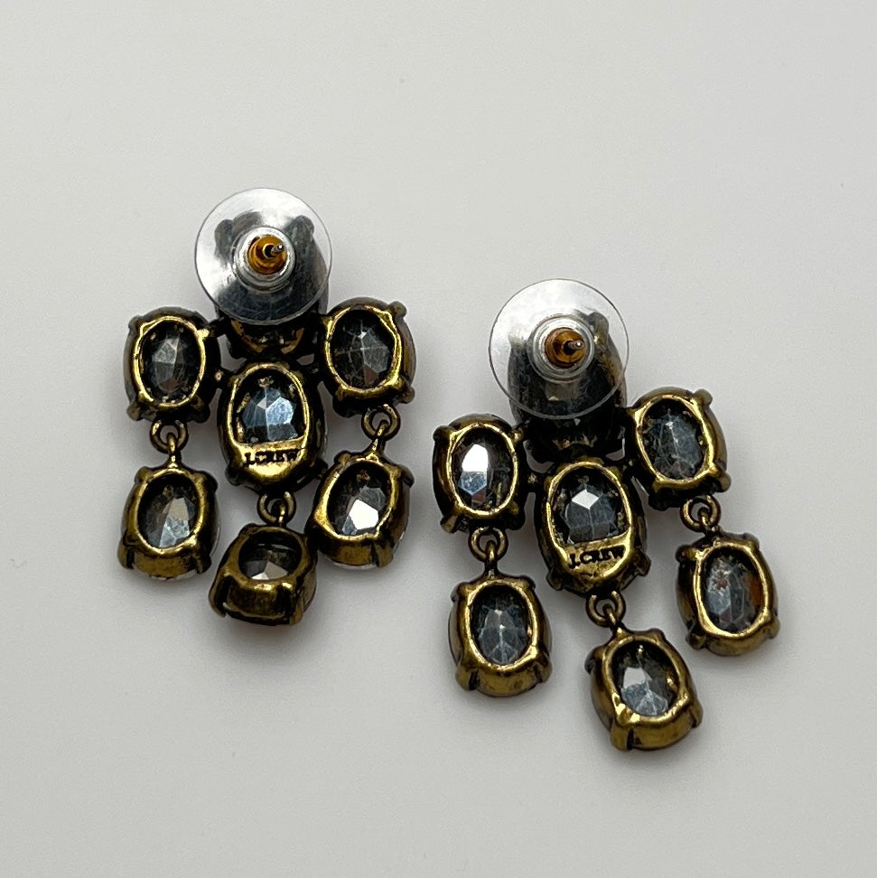 J.Crew amber rhinestone cluster stud earrings with bronze setting
