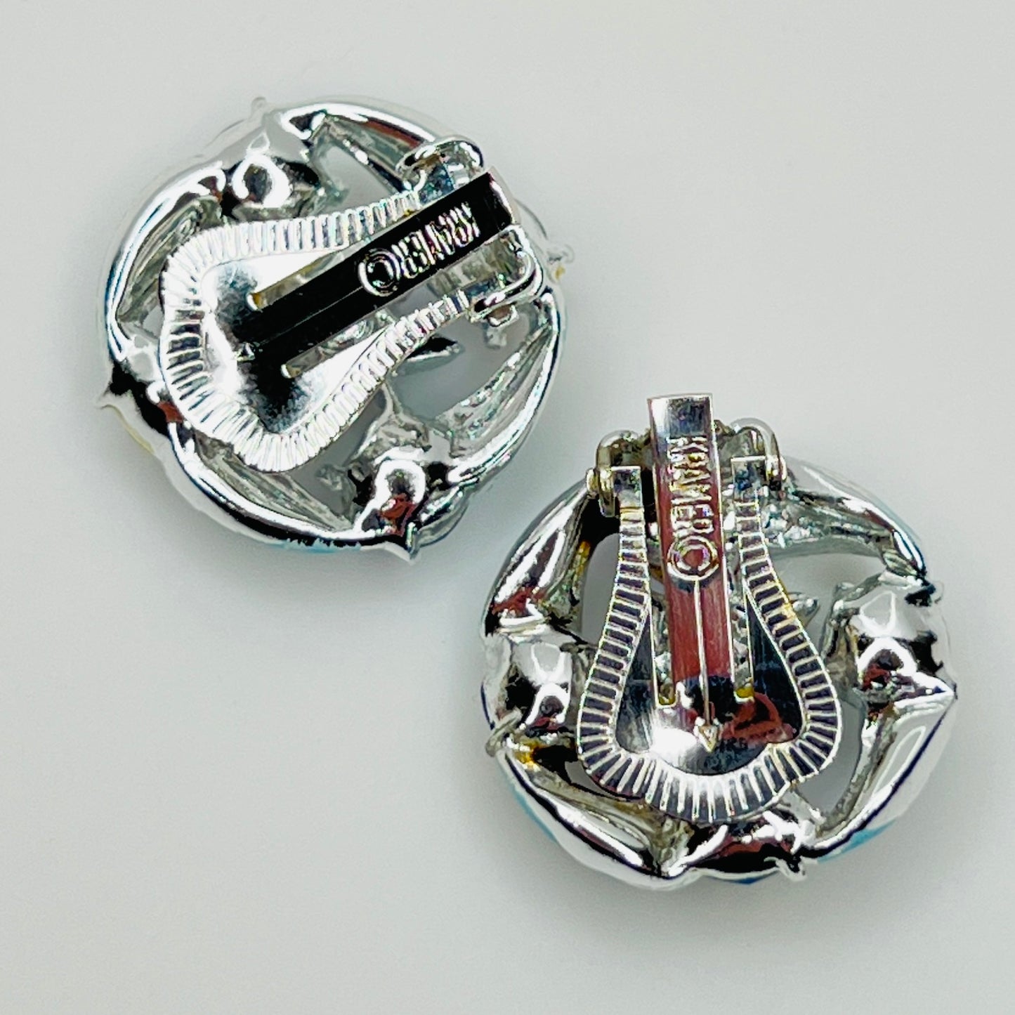 Back view of clip earrings showing Kramer mark