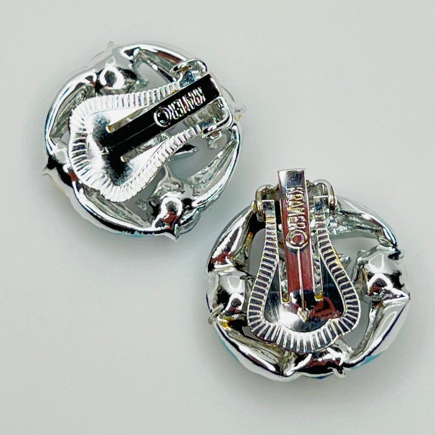 Back view of clip earrings showing Kramer mark