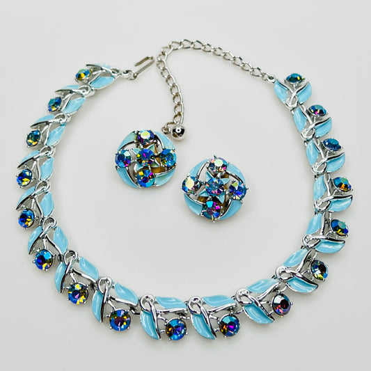 Full view of Kramer necklace and matching clip earrings set