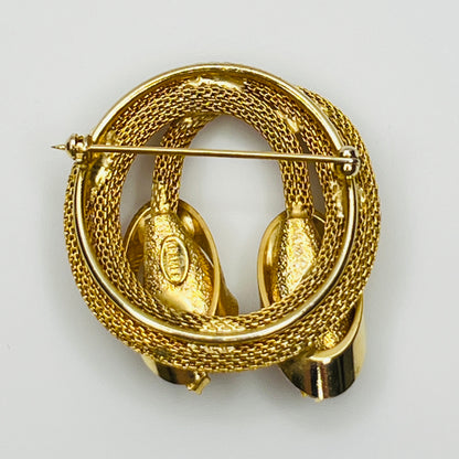 back view of vintage Kramer brooch showing dimensional design