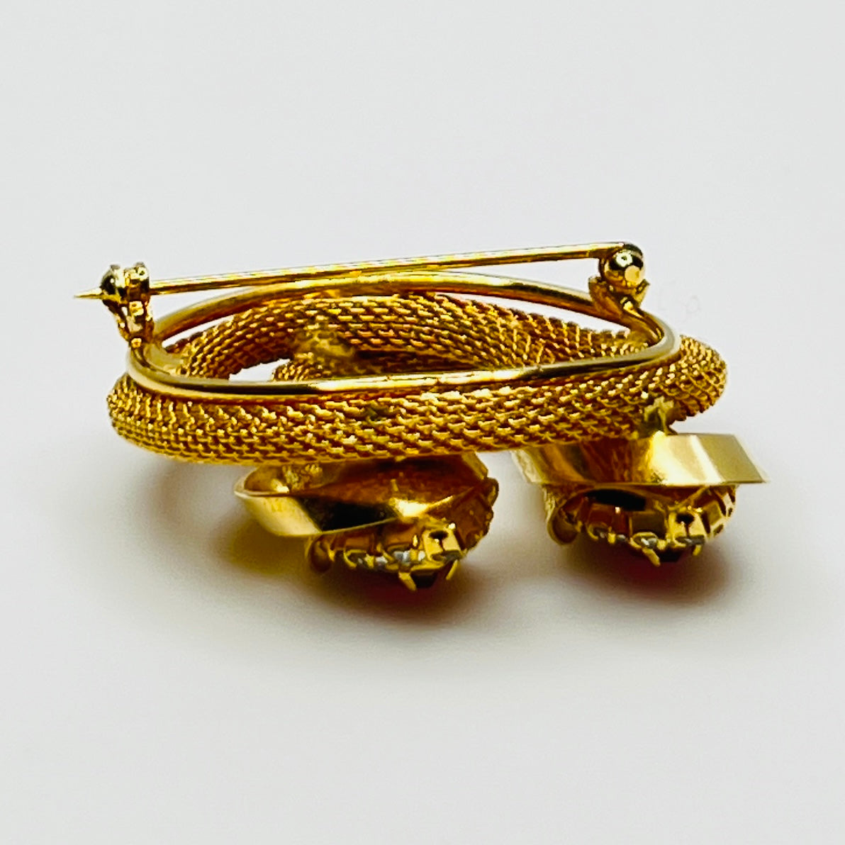 Side angle of vintage Kramer brooch showing dimensional design