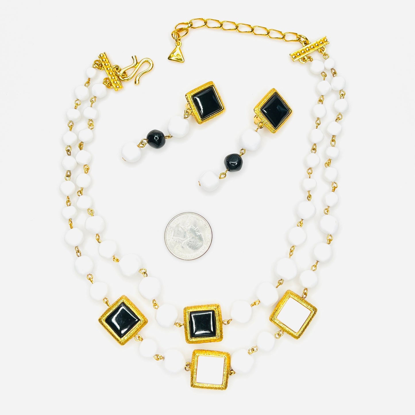 Signed Liz Claiborne necklace and clip earring set with extender