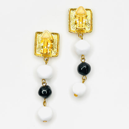 Signed Liz Claiborne clip earring backs and bead drops