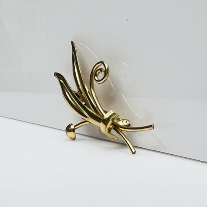 Signed gold-filled brooch with double leaf design, vintage C.R. Co. pin