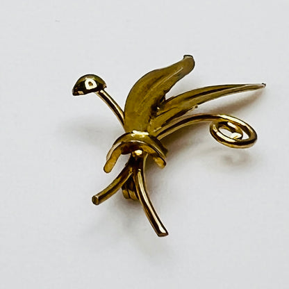 Signed gold-filled brooch with double leaf design, vintage C.R. Co. pin