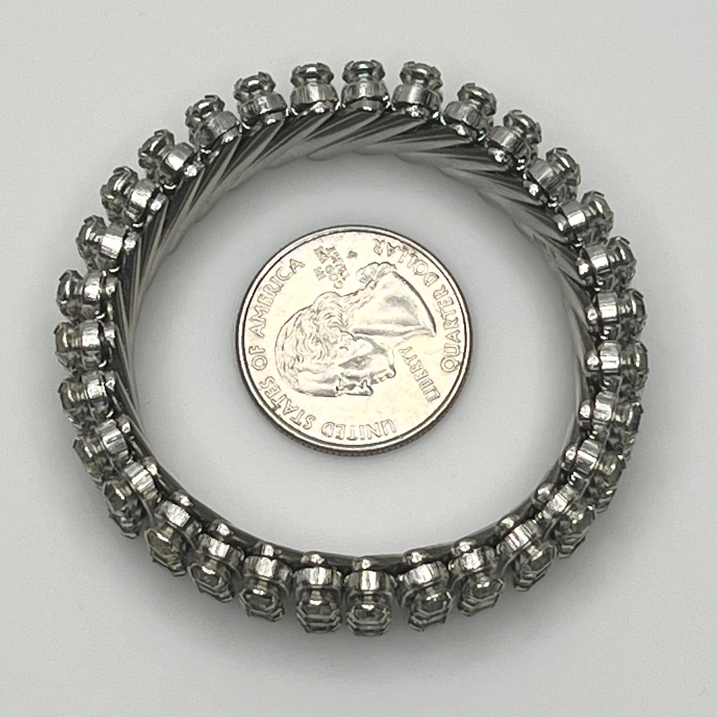 1950s rhinestone stretch bracelet with prong-set clear crystals