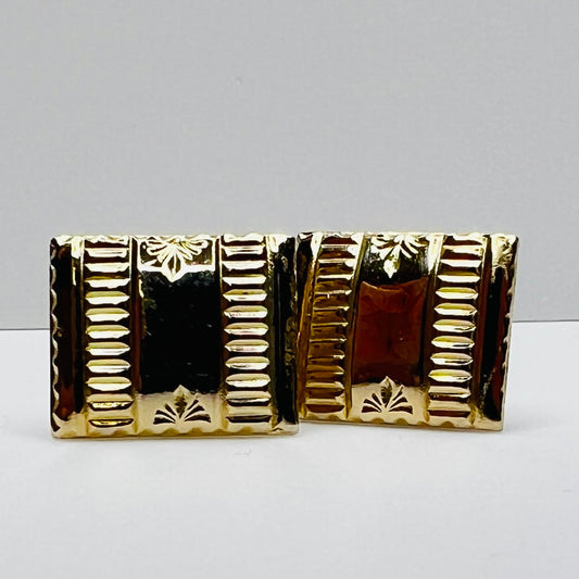 Vintage gold-tone Art Deco cufflinks with geometric striped design
