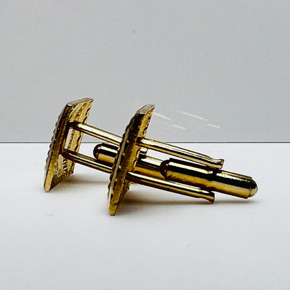 Vintage gold-tone Art Deco cufflinks with geometric striped design
