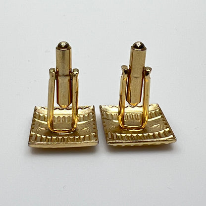 Rectangular Deco cufflinks with engraved detail and polished finish