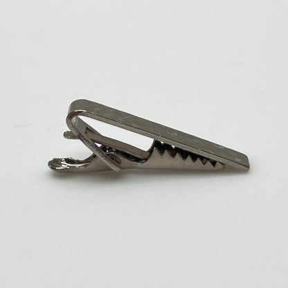 Vintage silver tie clip with crosshatch textured finish