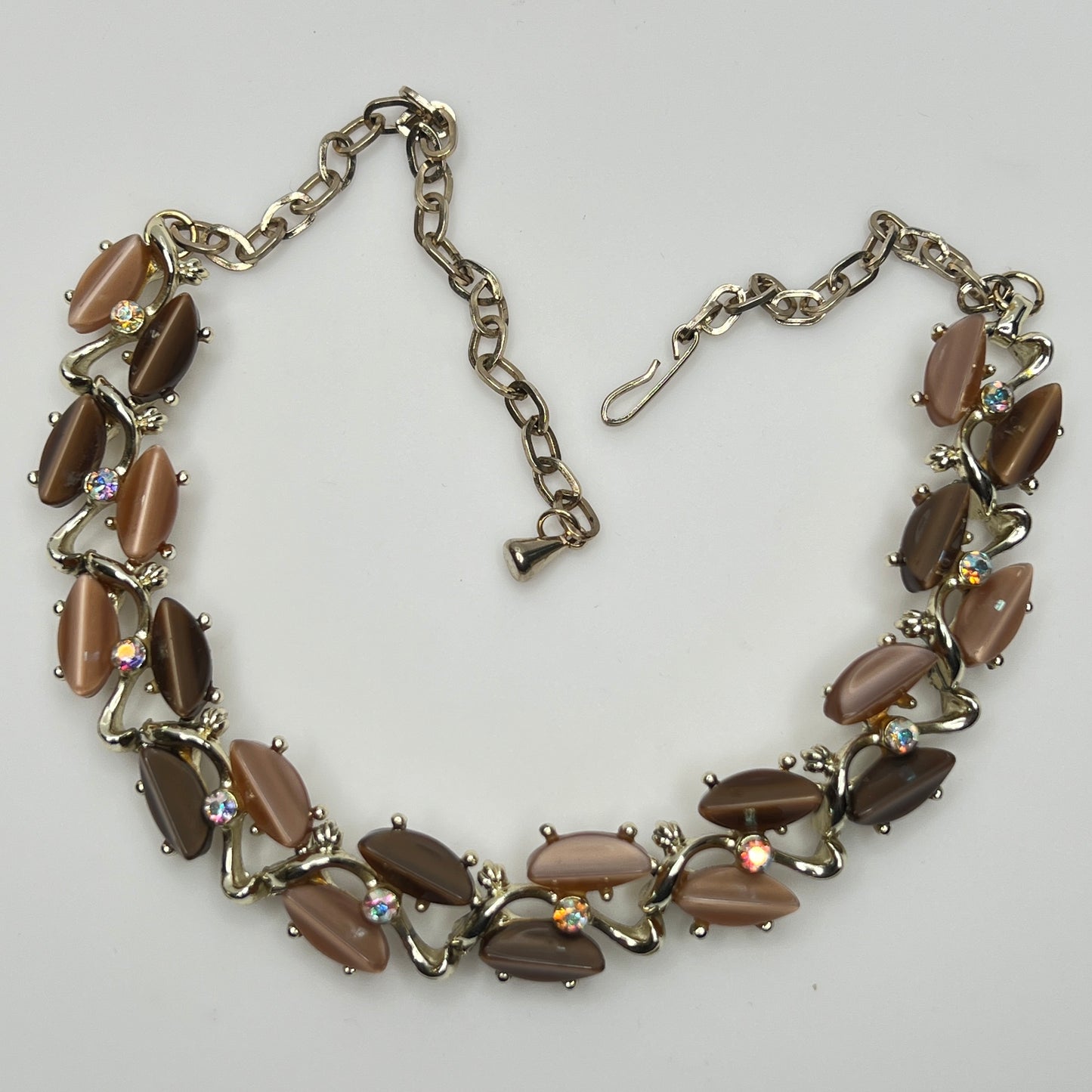 Close-up of vintage lucite and rhinestone links