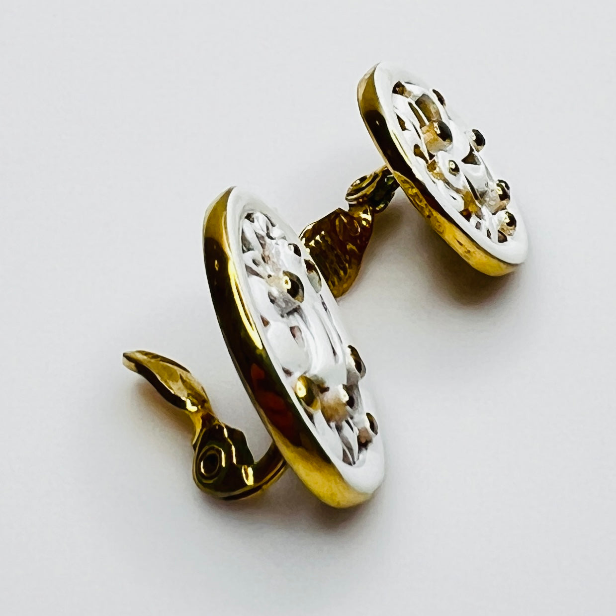 White enamel Monet jewelry set with bird of paradise motif 