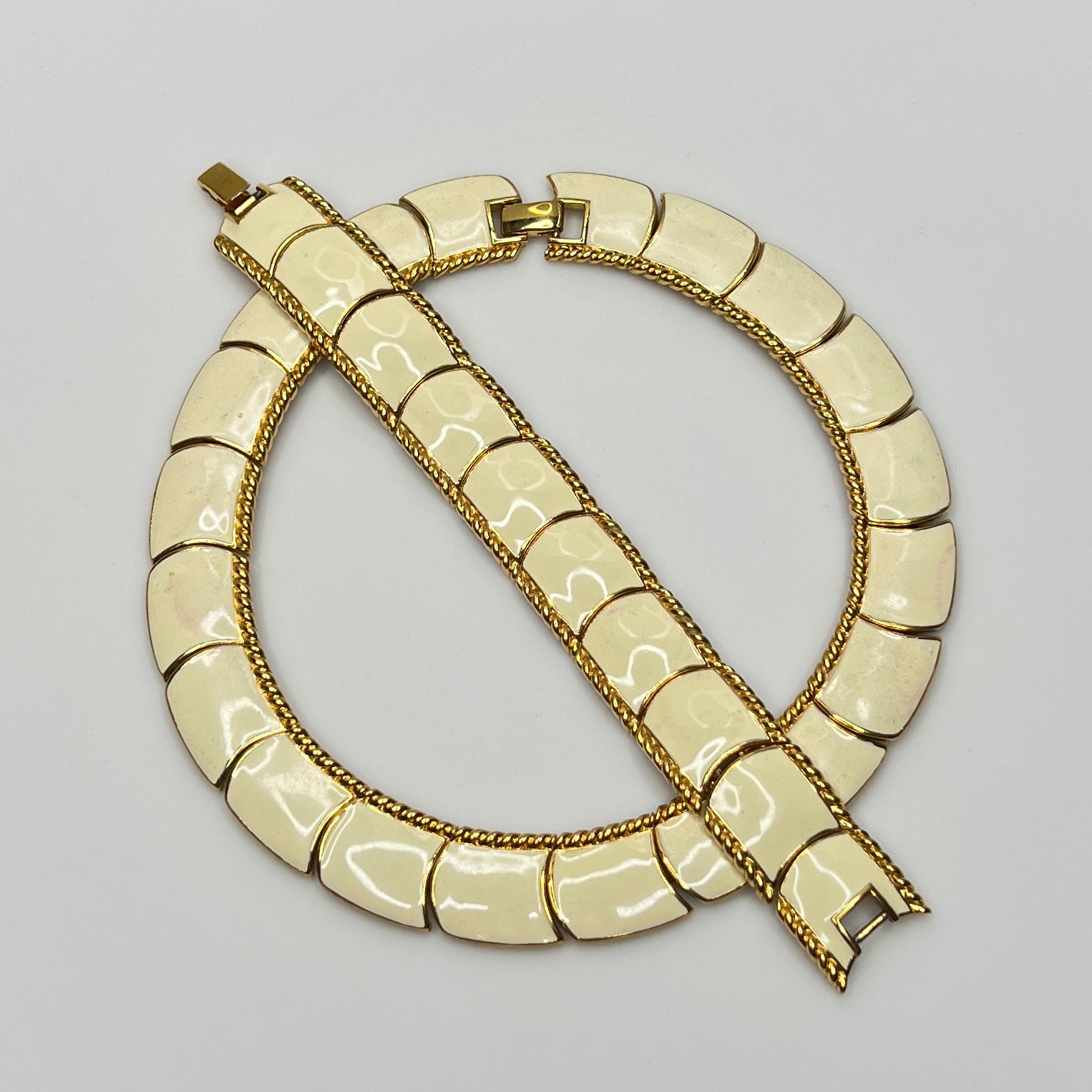 Vintage 1960s matching enamel panel jewelry set