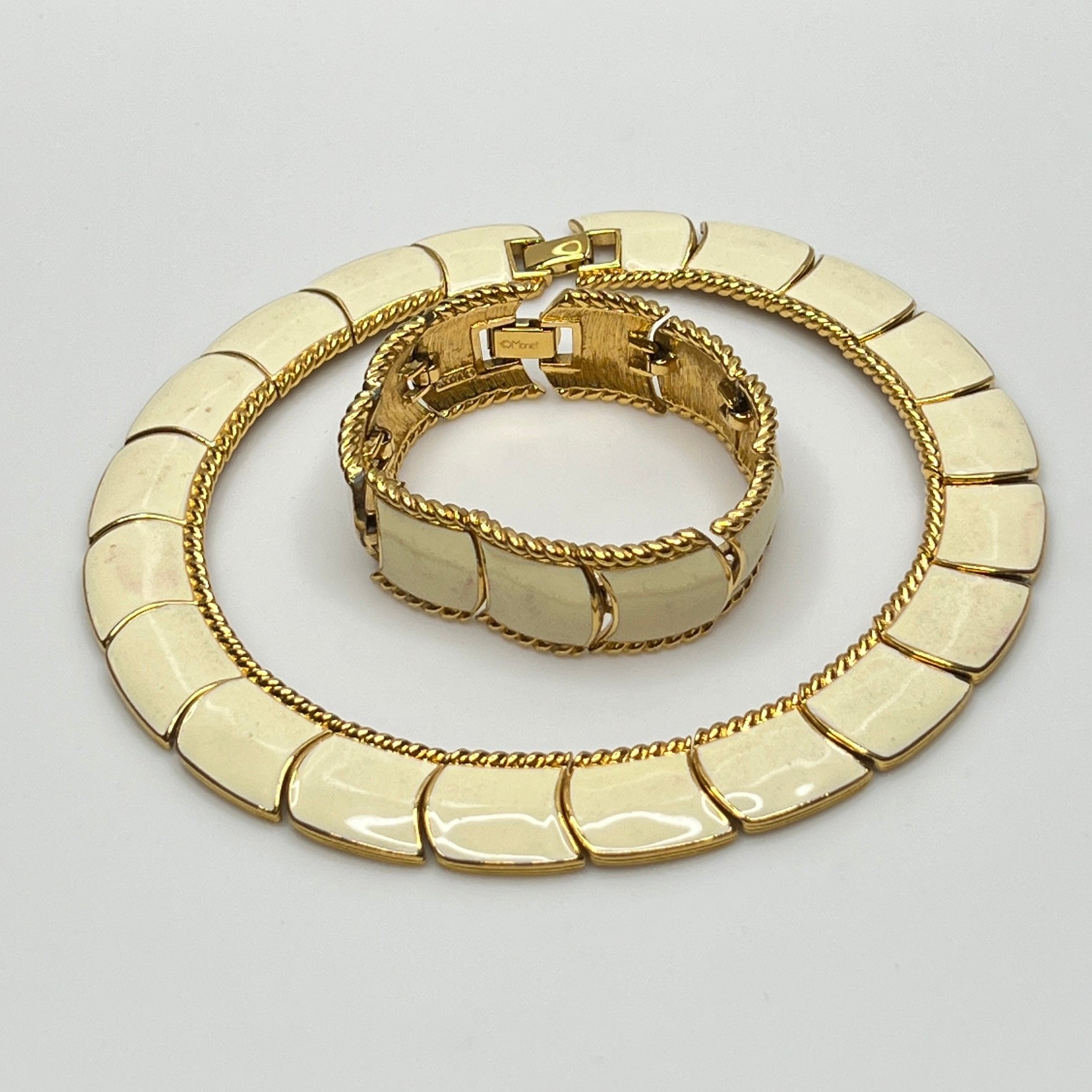 Vintage 1960s matching enamel panel jewelry set