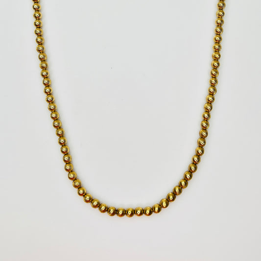Monet vintage gold bead necklace textured 1970s long strand