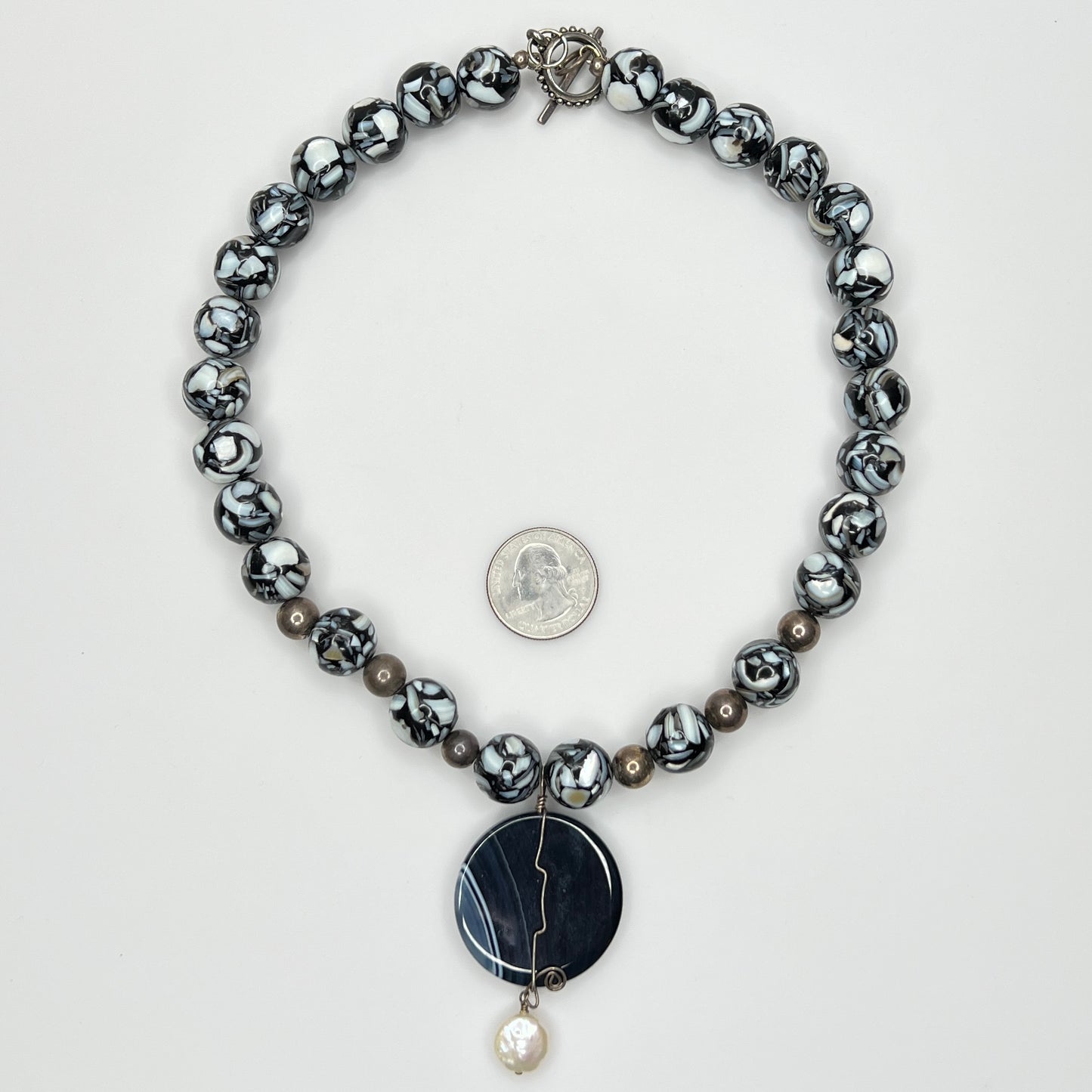 Full necklace with toggle clasp and sterling accents