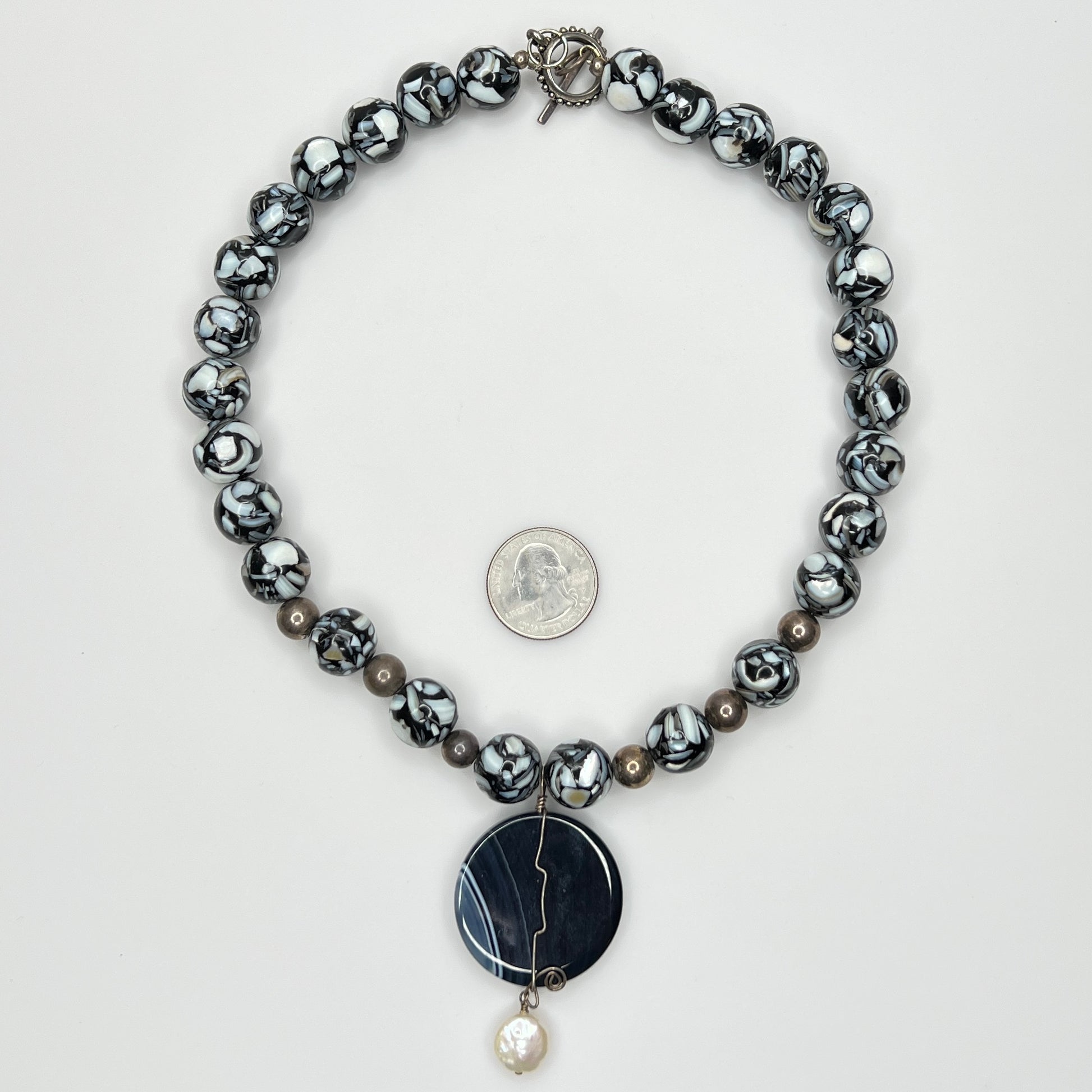 Full necklace with toggle clasp and sterling accents