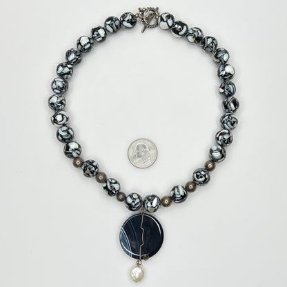 Full necklace with toggle clasp and sterling accents