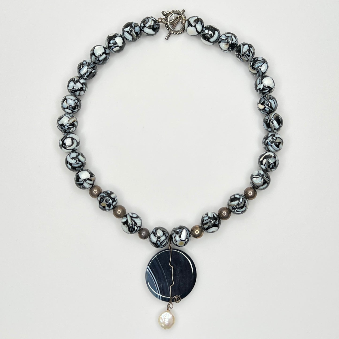Full necklace with toggle clasp and sterling accents
