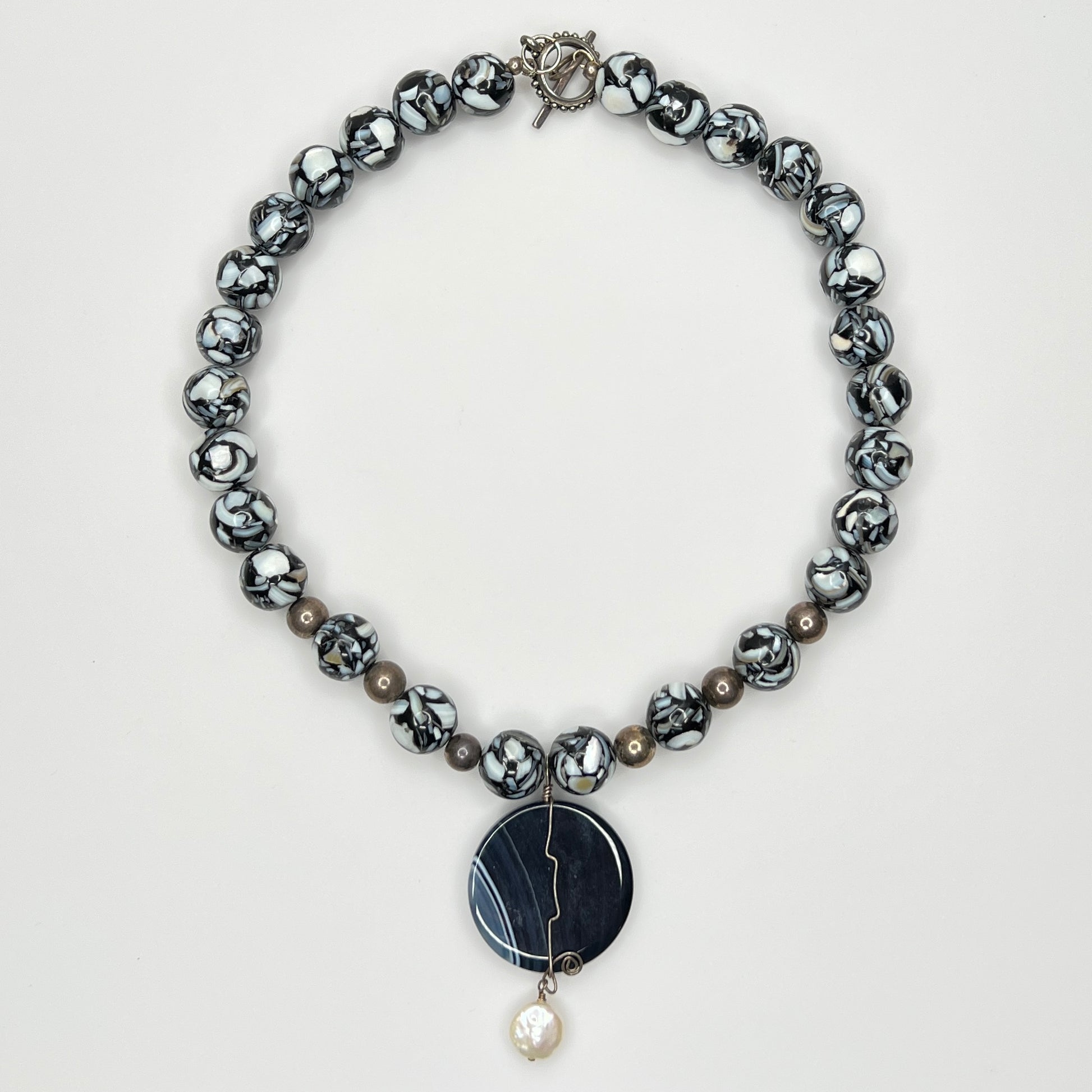 Full necklace with toggle clasp and sterling accents