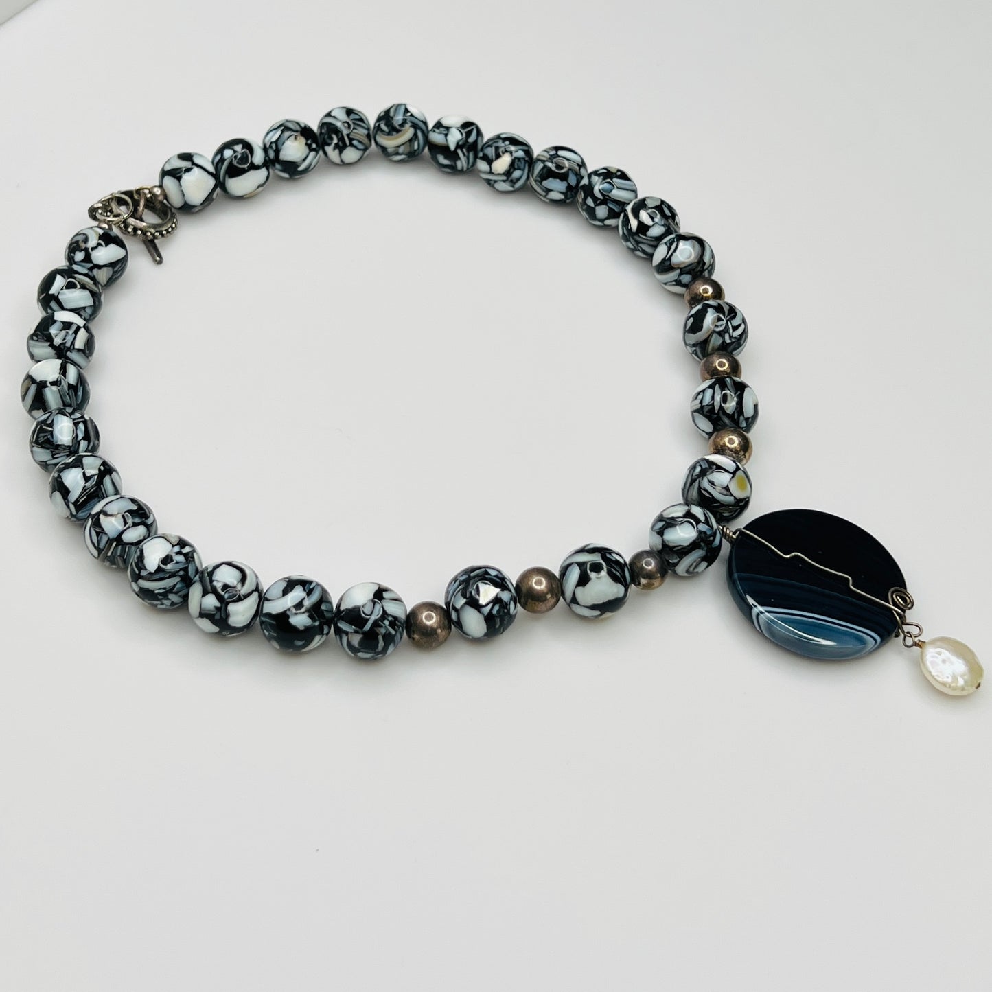 Full necklace with toggle clasp and sterling accents
