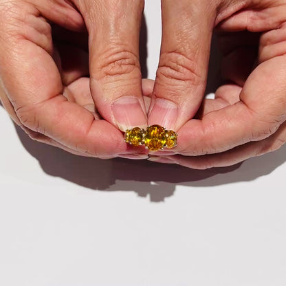 Sterling Silver Five-Stone Citrine Ring – Faceted Oval Cut – Brilliant Golden Yellow, Size 6.75