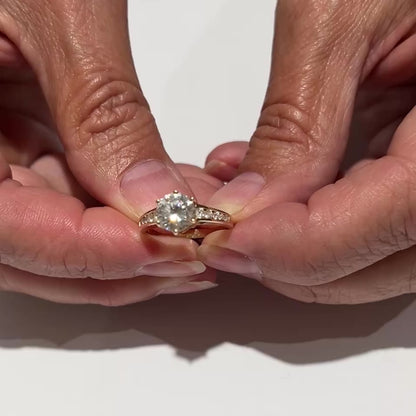 10K Gold CZ Solitaire Ring – Classic Bridal Style – Graduated Channel Set Sides