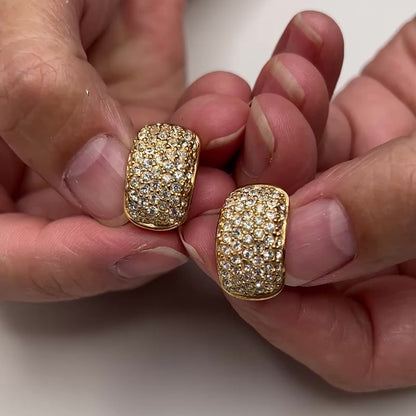 Gold Rhinestone Clip-On Earrings – 1980s Roman – Pave Bridal Glam