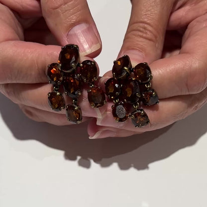 Amber Rhinestone Cluster Earrings – J.Crew – Vintage Glam Studs